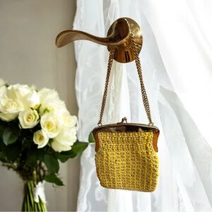 Migid Elegant Yellow Beaded Clutch made in Italy